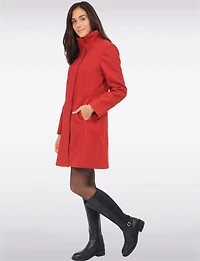 Florence Chic Wool Blend Mid-Length Slim Fit Overcoat With High Collar by Saki