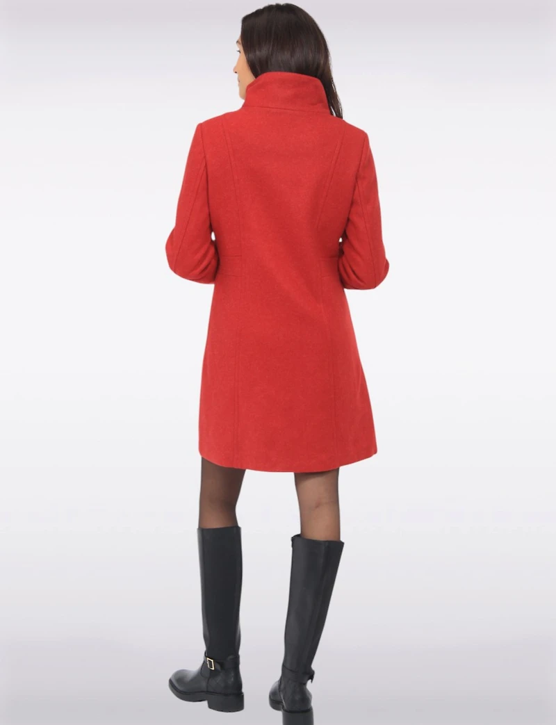Florence Chic Wool Blend Mid-Length Slim Fit Overcoat With High Collar by Saki