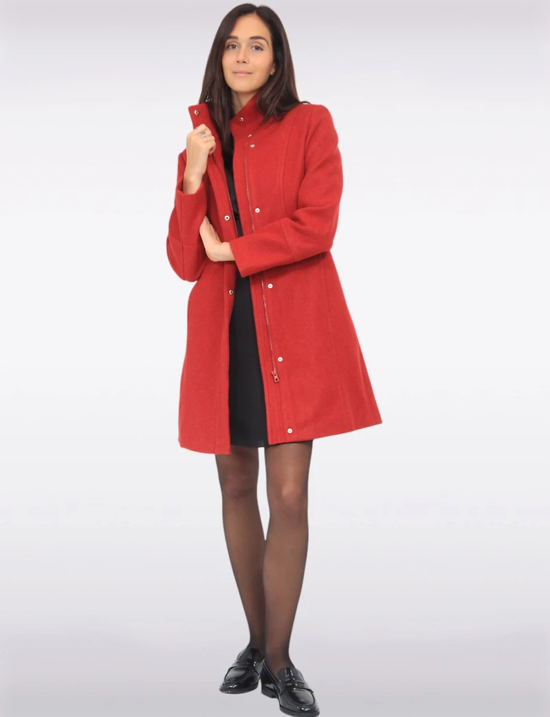 Florence Chic Wool Blend Mid-Length Slim Fit Overcoat With High Collar by Saki