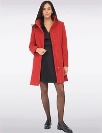 Florence Chic Wool Blend Mid-Length Slim Fit Overcoat With High Collar by Saki