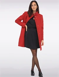 Florence Chic Wool Blend Mid-Length Slim Fit Overcoat With High Collar by Saki
