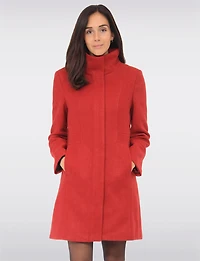 Florence Chic Wool Blend Mid-Length Slim Fit Overcoat With High Collar by Saki