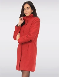 Florence Chic Wool Blend Mid-Length Slim Fit Overcoat With High Collar by Saki