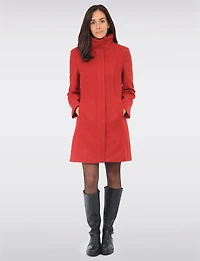 Florence Chic Wool Blend Mid-Length Slim Fit Overcoat With High Collar by Saki