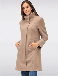 Florence Chic Wool Blend Mid-Length Slim Fit Overcoat With High Collar by Saki