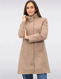 Florence Chic Wool Blend Mid-Length Slim Fit Overcoat With High Collar by Saki