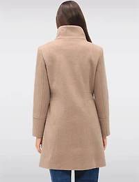 Florence Chic Wool Blend Mid-Length Slim Fit Overcoat With High Collar by Saki