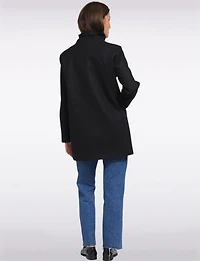 Zoe Single-Breasted Wool Blend Straight Cut Coat with High Collar by Saki