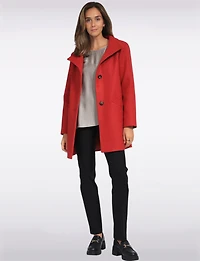 Zoe Single-Breasted Wool Blend Straight Cut Coat with High Collar by Saki