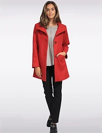Zoe Single-Breasted Wool Blend Straight Cut Coat with High Collar by Saki