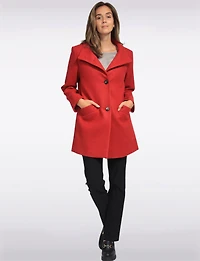 Zoe Single-Breasted Wool Blend Straight Cut Coat with High Collar by Saki