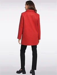 Zoe Single-Breasted Wool Blend Straight Cut Coat with High Collar by Saki