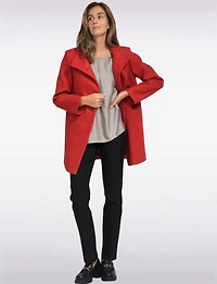 Zoe Single-Breasted Wool Blend Straight Cut Coat with High Collar by Saki