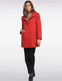 Zoe Single-Breasted Wool Blend Straight Cut Coat with High Collar by Saki