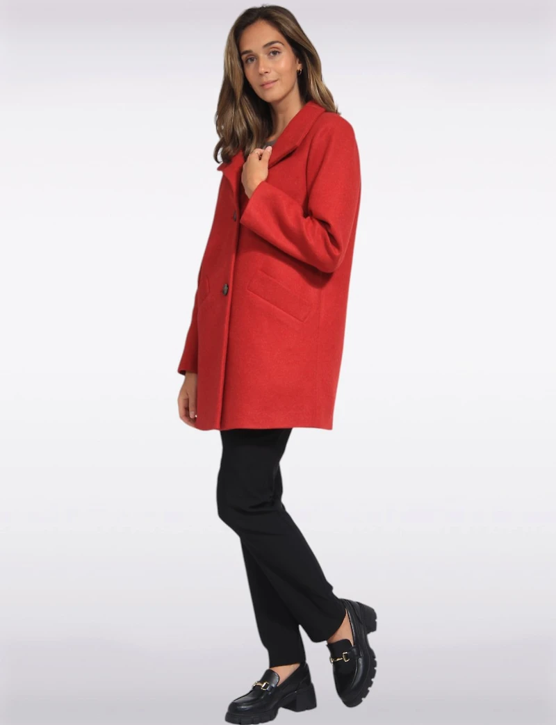 Zoe Single-Breasted Wool Blend Straight Cut Coat with High Collar by Saki