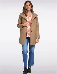 Zoe Single-Breasted Wool Blend Straight Cut Coat with High Collar by Saki