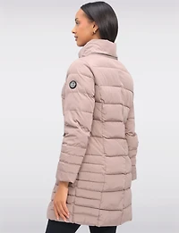 Louise Vegan Quilted Long Coat with Removable Faux-Fur-Trimmed Hood by Saki