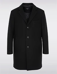 Single-Breasted Wool-Blend Coat with Notch Collar & Back Slit by Saki