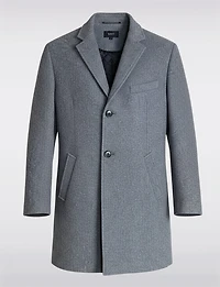 Single-Breasted Wool-Blend Coat with Notch Collar & Back Slit by Saki