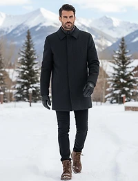 Versatile Tailored Breathable Wool-Blend Coat with Detachable Puffer Bib by Geox