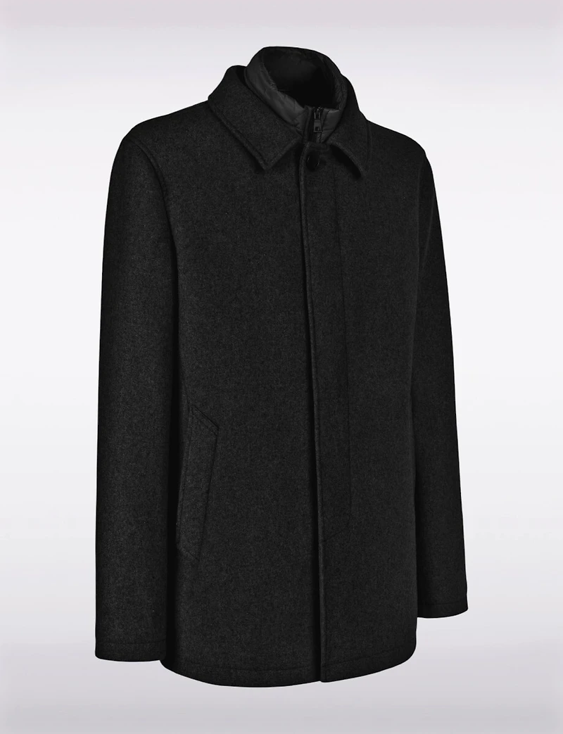 Versatile Tailored Breathable Wool-Blend Coat with Detachable Puffer Bib by Geox