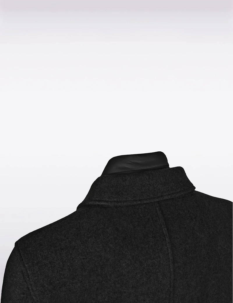 Versatile Tailored Breathable Wool-Blend Coat with Detachable Puffer Bib by Geox