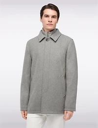 Versatile Tailored Breathable Wool-Blend Coat with Detachable Puffer Bib by Geox