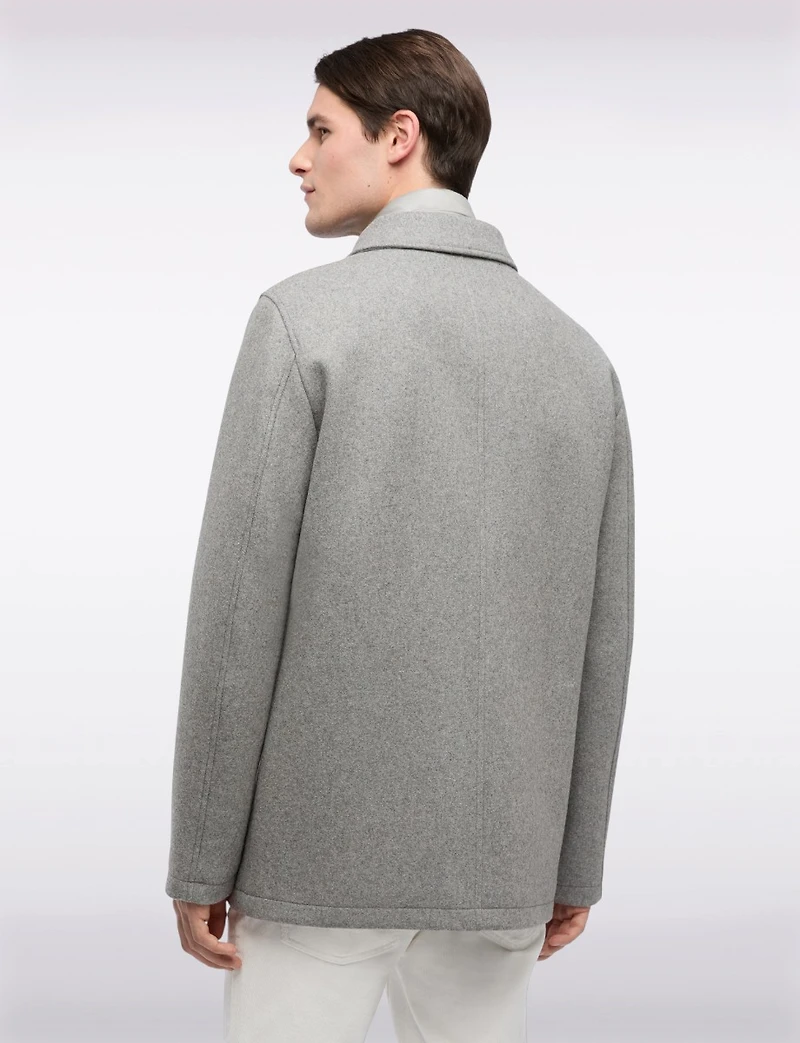 Versatile Tailored Breathable Wool-Blend Coat with Detachable Puffer Bib by Geox