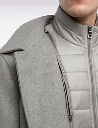 Versatile Tailored Breathable Wool-Blend Coat with Detachable Puffer Bib by Geox