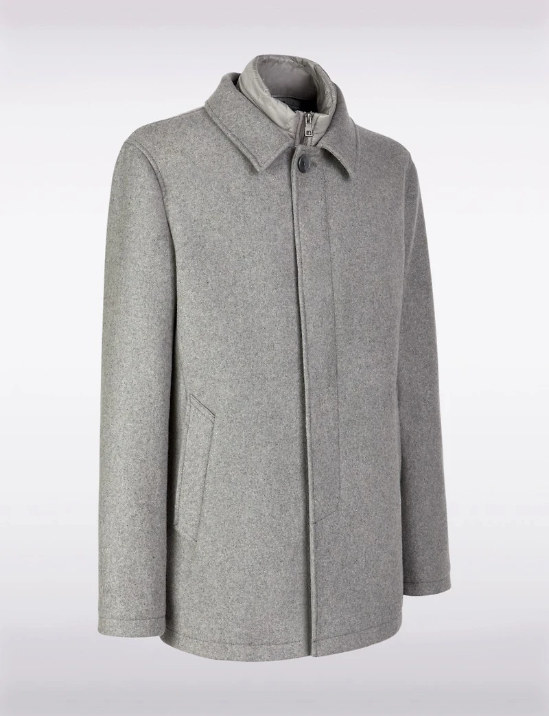 Versatile Tailored Breathable Wool-Blend Coat with Detachable Puffer Bib by Geox