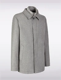 Versatile Tailored Breathable Wool-Blend Coat with Detachable Puffer Bib by Geox
