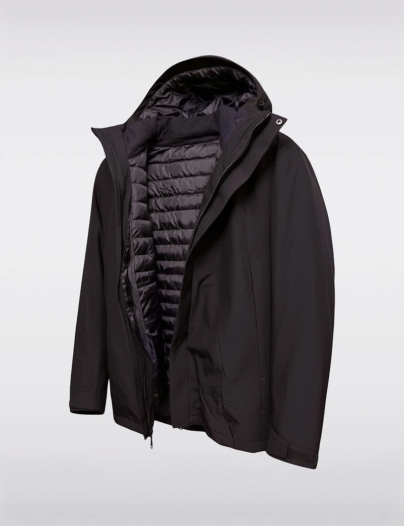 Men’s 3-in-1 Convertible Jacket With Detachable Hood & Zip-Off Puffer by Saki