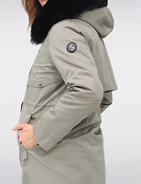 Celia 3-in-1 Vegan Drawstring Waist Hooded Coat & Removable Inner Layer by Saki