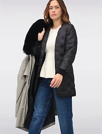 Celia 3-in-1 Vegan Drawstring Waist Hooded Coat & Removable Inner Layer by Saki