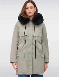 Celia 3-in-1 Vegan Drawstring Waist Hooded Coat & Removable Inner Layer by Saki