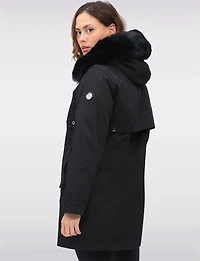 Celia 3-in-1 Vegan Drawstring Waist Hooded Coat & Removable Inner Layer by Saki