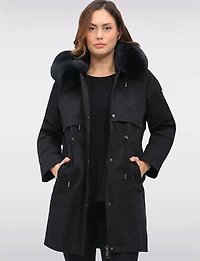 Celia 3-in-1 Vegan Drawstring Waist Hooded Coat & Removable Inner Layer by Saki