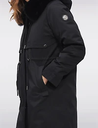 Celia 3-in-1 Vegan Drawstring Waist Hooded Coat & Removable Inner Layer by Saki