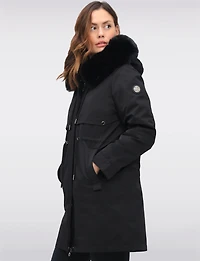 Celia 3-in-1 Vegan Drawstring Waist Hooded Coat & Removable Inner Layer by Saki