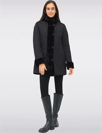 Stella Reversible Coat with Vegan Faux Fur and Smooth Side by Saki