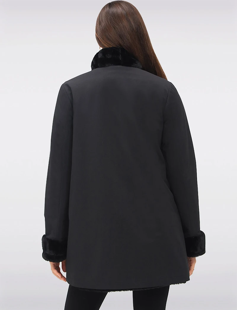 Stella Reversible Coat with Vegan Faux Fur and Smooth Side by Saki