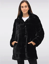 Stella Reversible Coat with Vegan Faux Fur and Smooth Side by Saki
