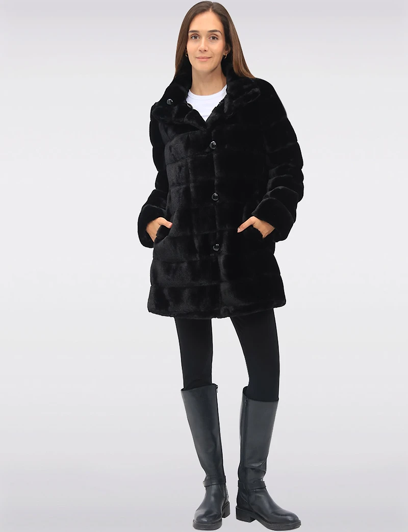Stella Reversible Coat with Vegan Faux Fur and Smooth Side by Saki