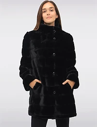 Stella Reversible Coat with Vegan Faux Fur and Smooth Side by Saki
