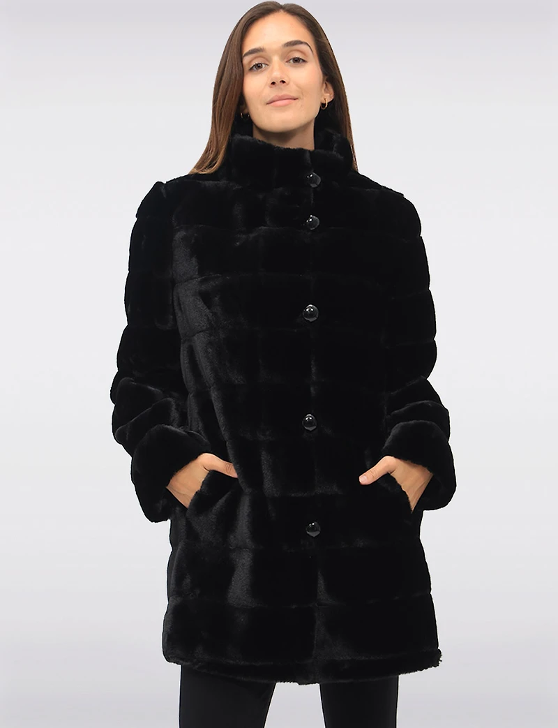 Stella Reversible Coat with Vegan Faux Fur and Smooth Side by Saki