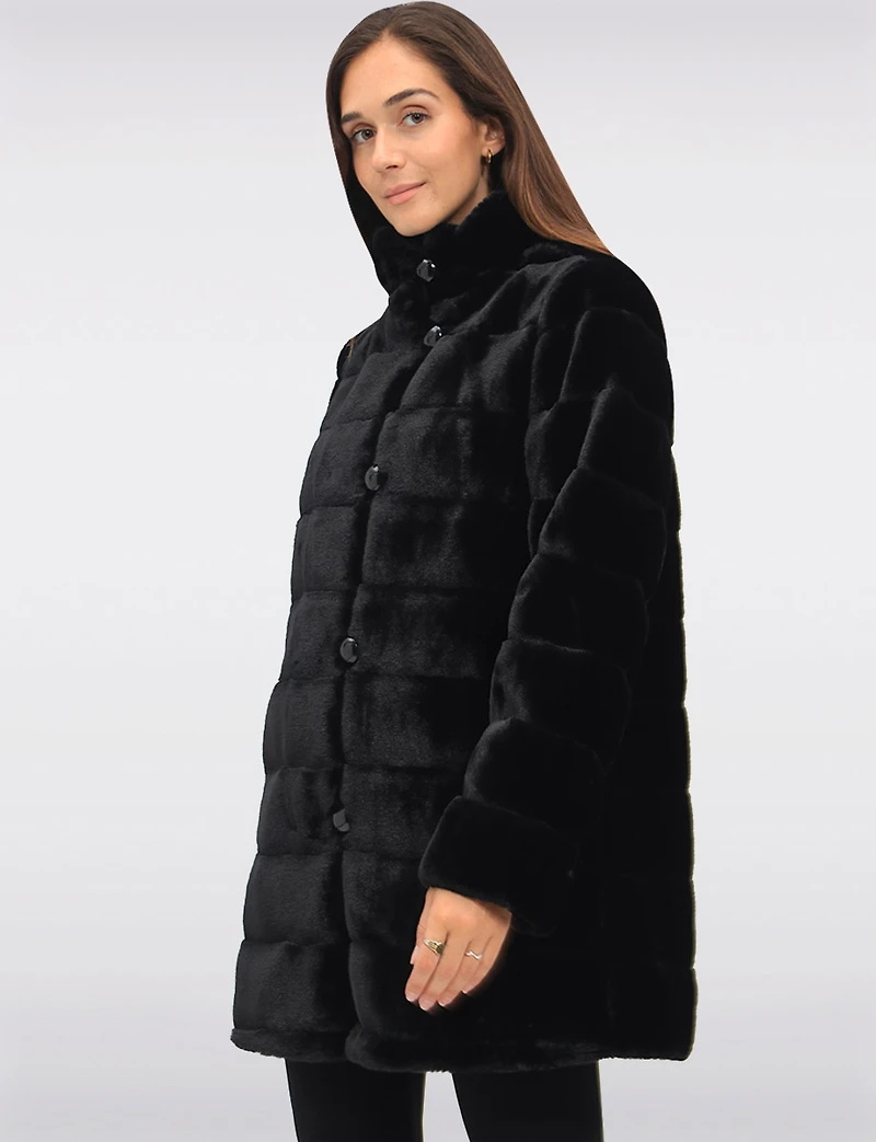 Stella Reversible Coat with Vegan Faux Fur and Smooth Side by Saki
