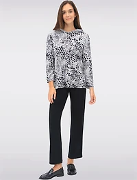 Cozy Chic Printed Knit Hooded Sweater with Long Sleeves by Perle