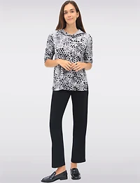 Cozy Chic Printed Knit Hooded Sweater with Long Sleeves by Perle