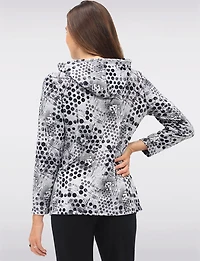 Cozy Chic Printed Knit Hooded Sweater with Long Sleeves by Perle
