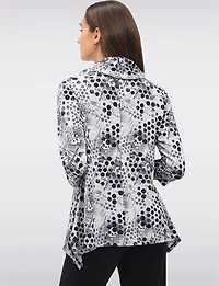 Chic Printed Knit 3/4 Sleeves Cowl Neck Tunic with Side Slits by Vamp